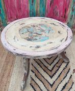 Shabby/Afrikaans/Houtsnijwerk/Tafeltje, Ophalen, Afrika, Rond, Zo goed als nieuw