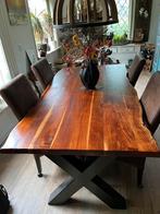 Mooie industriele tafel, Ophalen, Gebruikt, Teakhout, 200 cm of meer