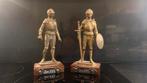 2 Beelden ridders op houten sokkel Sec XVI, Verzamelen, Ophalen of Verzenden, Zo goed als nieuw