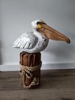 Houten Pelikaan - Decoratief Beeld, Tuin en Terras, Ophalen of Verzenden, Zo goed als nieuw, Hout, Dierenbeeld