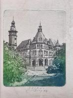 Ets van stadspoort/kasteeltoren, Antiek en Kunst, Ophalen of Verzenden