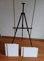 Inklapbare veldezel - verstelbare hoogte - 4 canvas doeken, Hobby en Vrije tijd, Schilderen, Zo goed als nieuw, Ophalen