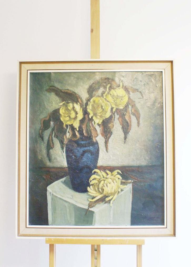 Groot expressief bloemstilleven. XXL Olieverf schilderij, Huis en Inrichting, Woonaccessoires | Schilderijen, Tekeningen en Foto's