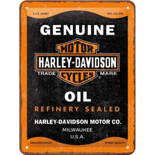 Harley Davidson genuine oil relief reclamebord van metaal, Verzamelen, Merken en Reclamevoorwerpen, Nieuw, Reclamebord, Ophalen of Verzenden