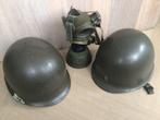 2 helmen en gasmasker, Ophalen of Verzenden, Landmacht, Nederland, Helm of Baret