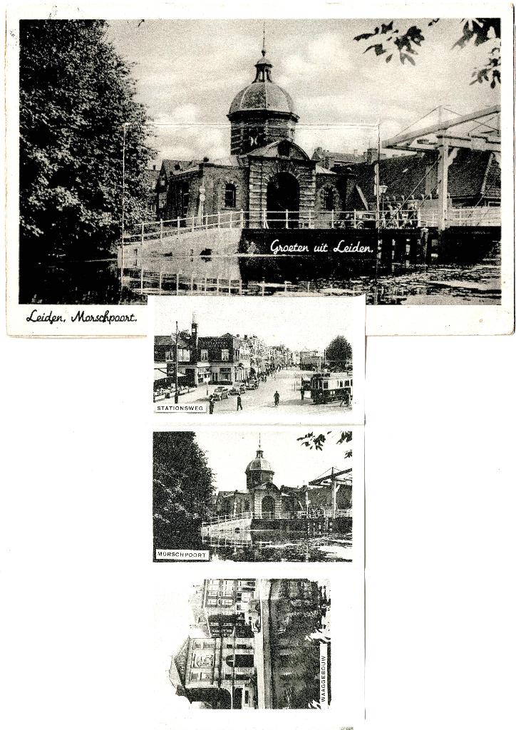 Leiden, Morspoort kaart met fotostrip, verstuurd in 1941, Verzenden, 1940 tot 1960, Gelopen, Zuid-Holland
