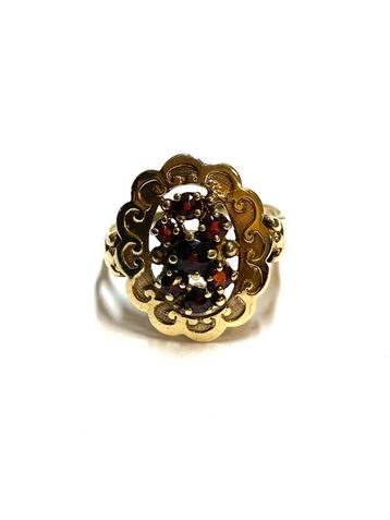 14k gouden ring met granaatstenen beschikbaar voor biedingen