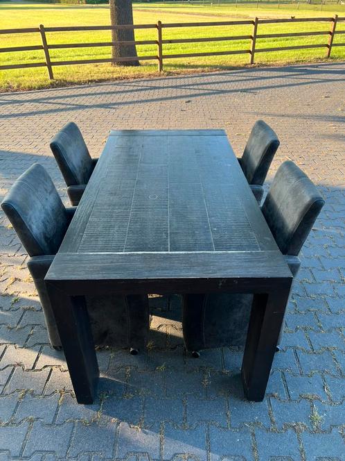 Eettafel met 4 stoelen T.e.a.b., Huis en Inrichting, Tafels | Eettafels, Gebruikt, 50 tot 100 cm, 150 tot 200 cm, Vijf personen of meer