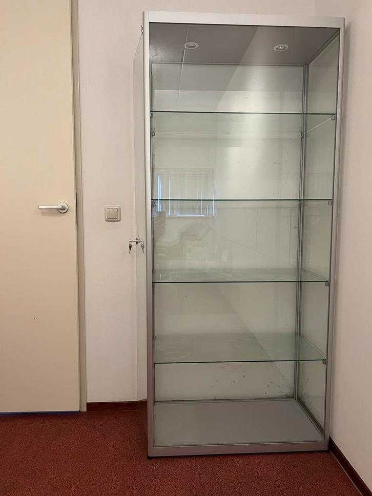 Glazen Vitrinekast met Metalen Frame, Huis en Inrichting, Kasten | Vitrinekasten, Zo goed als nieuw, 150 tot 200 cm, 50 tot 100 cm