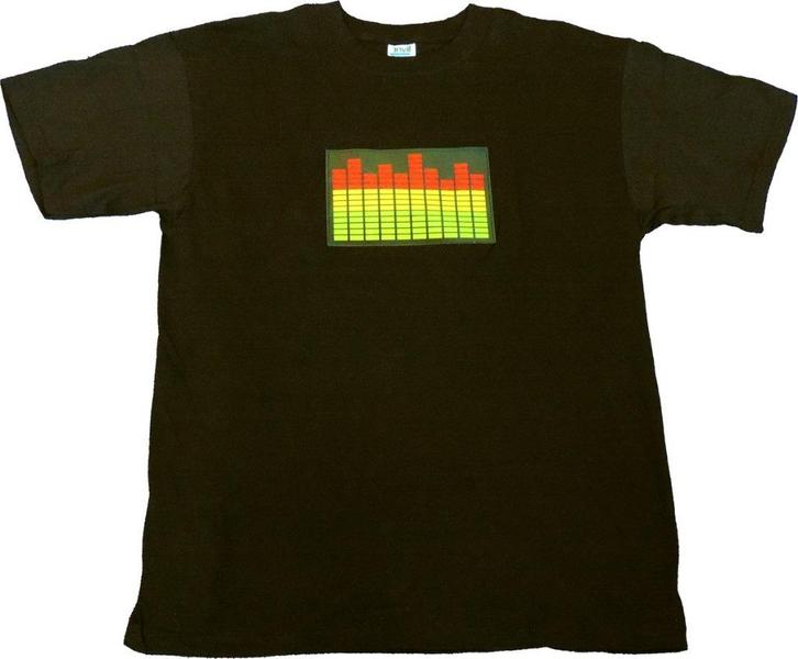 LED T-SHIRT EQUALIZER - REAGEERT OP MUZIEK!, Kleding | Heren, T-shirts, Nieuw, Maat 52/54 (L), Zwart, Ophalen of Verzenden
