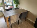 Massief houten eettafel met 6 stoelen, Huis en Inrichting, Ophalen, Gebruikt, Hout, 4 tot 6 stoelen