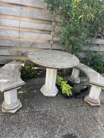 Betonnen tuinset – tafel + 2 banken, Ophalen, Gebruikt, Tuinset, Overige materialen