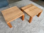 Massief eiken salon- / bijzettafel(s), Ophalen, Minder dan 45 cm, Gebruikt, Vierkant