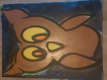 Graffiti tekening uil beschikbaar voor biedingen