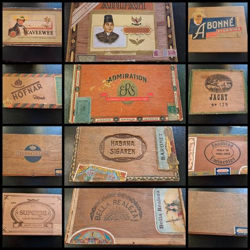 13 houten sigarenkistjes oude en hele oude, Verzamelen, Rookartikelen, Aanstekers en Luciferdoosjes, Gebruikt, Ophalen of Verzenden