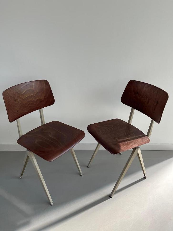 Galvanitas S16 Schoolstoelen - Set van 2 Stuks, Huis en Inrichting, Stoelen, Gebruikt, Twee, Hout, Metaal, Bruin, Ophalen of Verzenden