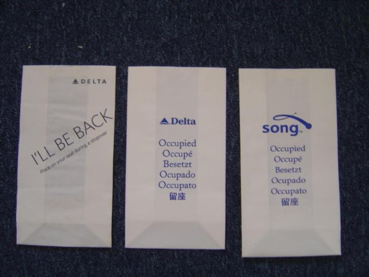 luchtvaart waste bag, afval-, kotszak Delta Airlines Song 3x, Verzamelen, Luchtvaart en Vliegtuigspotten, Zo goed als nieuw, Ophalen of Verzenden
