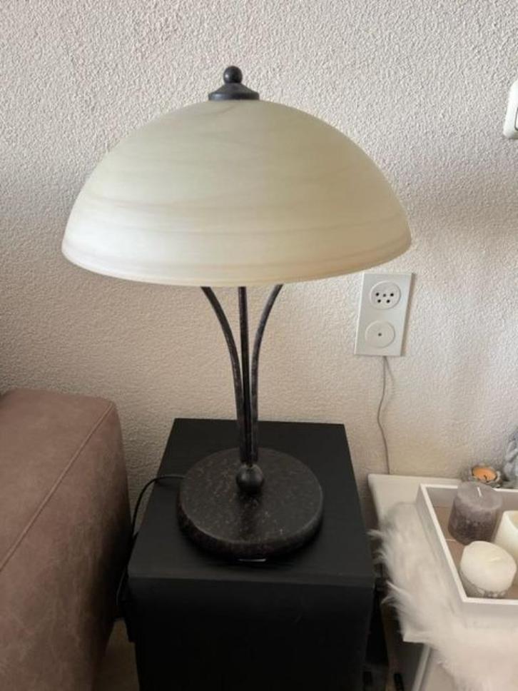 Tafellamp met poot, Huis en Inrichting, Lampen | Tafellampen, Zo goed als nieuw, Minder dan 50 cm, Glas, Ophalen