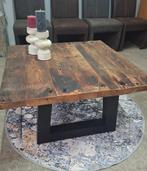 Nieuwe robuuste salontafel van rustiek barnwood 95x95cm, Ophalen, 50 tot 100 cm, Vierkant, Nieuw