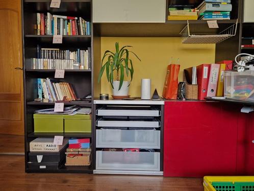Planken en kast IKEA BESTA donkerbruin, Huis en Inrichting, Kasten | Boekenkasten, Zo goed als nieuw, 200 cm of meer, 150 tot 200 cm