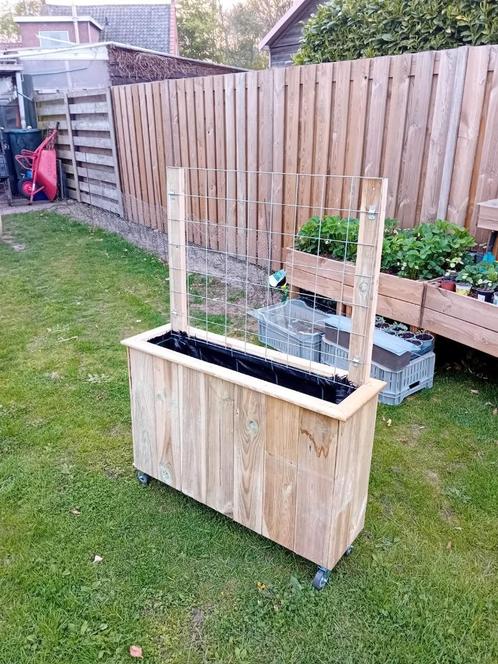 Prachtige bloembak met gaasscherm, Tuin en Terras, Bloembakken en Plantenbakken, Nieuw, Hout, Binnen, Balkon, Tuin, 60 cm of meer
