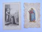 Twee oude uitgesneden Katholieke prentjes (1871) communie??, Ophalen of Verzenden, Bidprentje