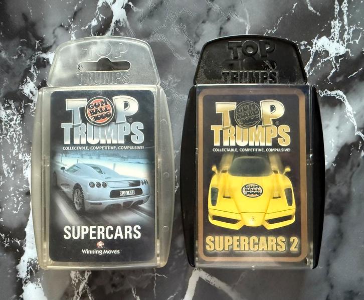 Complete set TOP TRUMPS ‘Gumball 3000’ kaartspel deel 1 en 2, Hobby en Vrije tijd, Gezelschapsspellen | Kaartspellen, Nieuw, Een of twee spelers