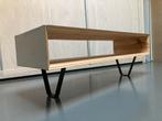 Sloophouten TV meubel/salontafel op gietijzeren poten, Huis en Inrichting, Tafels | Salontafels, Ophalen, Minder dan 50 cm, 100 tot 150 cm