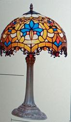 Mooi  groot 30cm breed glas en lood lamp, Verzenden