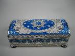 Luxe Sieraden Box Donkerblauw geëmailleerd met zilverkleurig, Verzenden, Overige materialen, Overige typen, Verguld