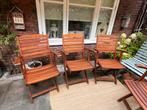4 teakhouten tuinstoelen, Ophalen, Gebruikt, Teakhout, Inklapbaar