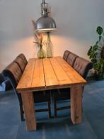 Tafel van steigerhout + 6 stoelen, Huis en Inrichting, Tafels | Eettafels, 50 tot 100 cm, 150 tot 200 cm, Gebruikt, Rechthoekig