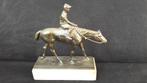 Bronzen paard renpaard op marmeren sokkel, Antiek en Kunst, Antiek | Koper en Brons, Ophalen of Verzenden
