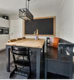Landelijke eetkamerset, tafel, 4 stoelen en een klepbank, Ophalen, Gebruikt, Landelijk, 6 tot 8 stoelen