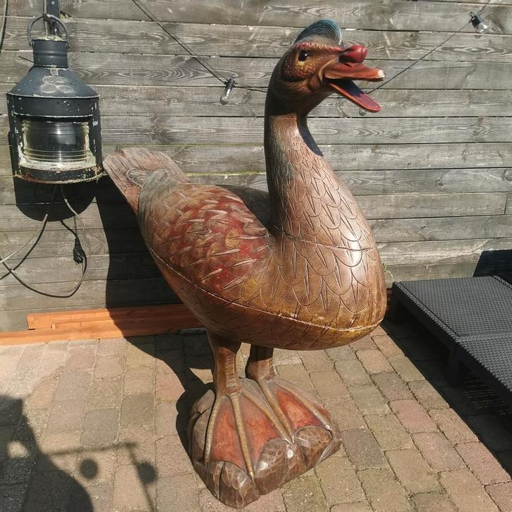 Vintage Houten Reuzen Eend - Decoratie binnen, Antiek en Kunst, Kunst | Beelden en Houtsnijwerken, Ophalen