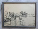 H.P Groen (1886-1964) Werkpaarden in de Haven Rotterdam 1930, Antiek en Kunst, Ophalen of Verzenden