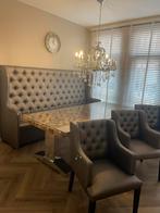 XXL eetkamerbank & 3 eetkamer stoelen  256x150cm. 4 delig!, Huis en Inrichting, Ophalen, Zo goed als nieuw, Chesterfield style