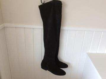 Vintage echt suede leren overknee laarzen 38,5 zwart beschikbaar voor biedingen