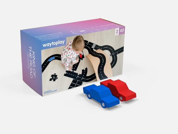 Waytoplay king of the road car edition - 20% korting!, Kinderen en Baby's, Speelgoed | Houten speelgoed, Nieuw, Rij- of Hobbelspeelgoed