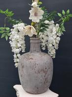 Mooie aardewerk vaas met bloemen, Ophalen of Verzenden