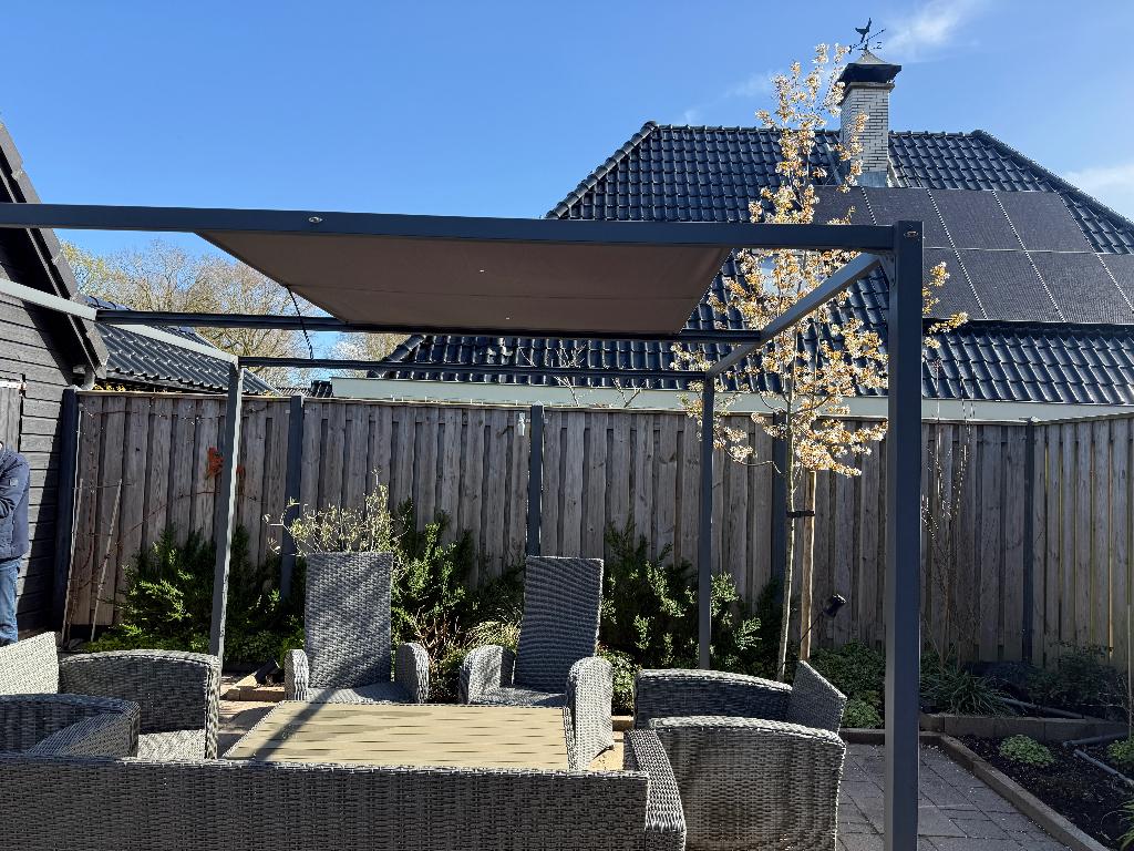 Pergola antraciet metaal 3 x 3 meter, Tuin en Terras, Ophalen, Overige typen, Zo goed als nieuw, 150 tot 300 cm