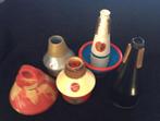 Complete set met 5 vintage trompet dempers/ mute, Ophalen of Verzenden, Gebruikt, Bes-trompet