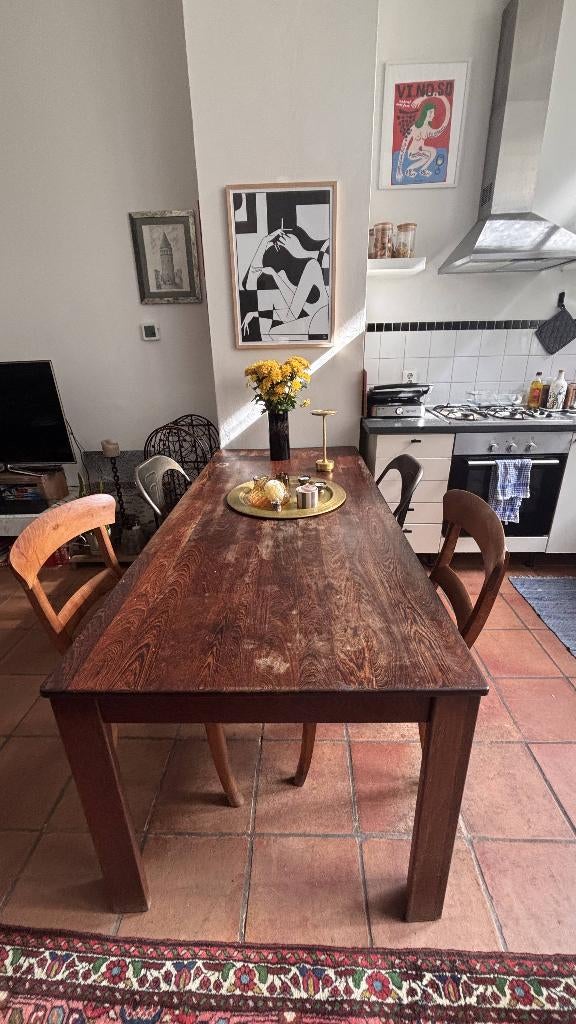 Vintage dinner table, Ophalen, Gebruikt, 50 tot 100 cm, Vijf personen of meer