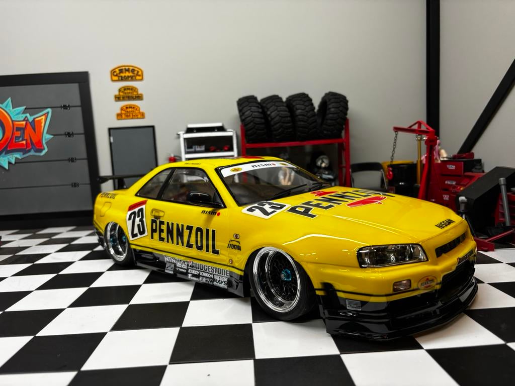 Nissan R33 Penzoil 1:10 RC, Ophalen of Verzenden, Zo goed als nieuw, Auto onroad