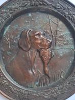 Koperen bord met jacht hond., Ophalen of Verzenden, Koper