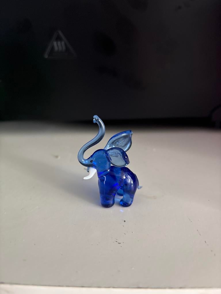 Murano Glazen Olifantje - Blauw, 5 cm, Ophalen of Verzenden, Zo goed als nieuw, Dier