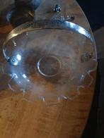 Antieke glazen schaal met zilveren hengsel, Ophalen of Verzenden