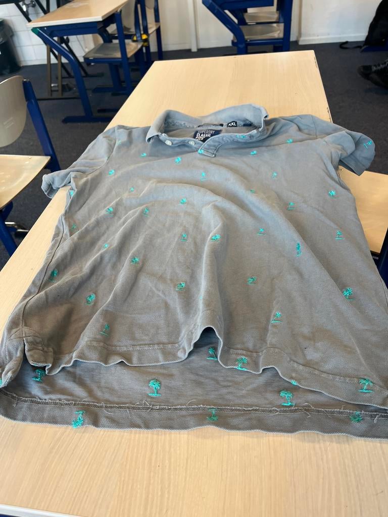 Superdry Classic Pique Polo XXL - Grijs met Palmbomen, Ophalen, Gedragen, Maat 56/58 (XL), Grijs