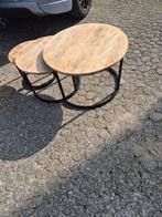 4 tafeltjes rond zwart en hout, Ophalen, Rond, Minder dan 55 cm