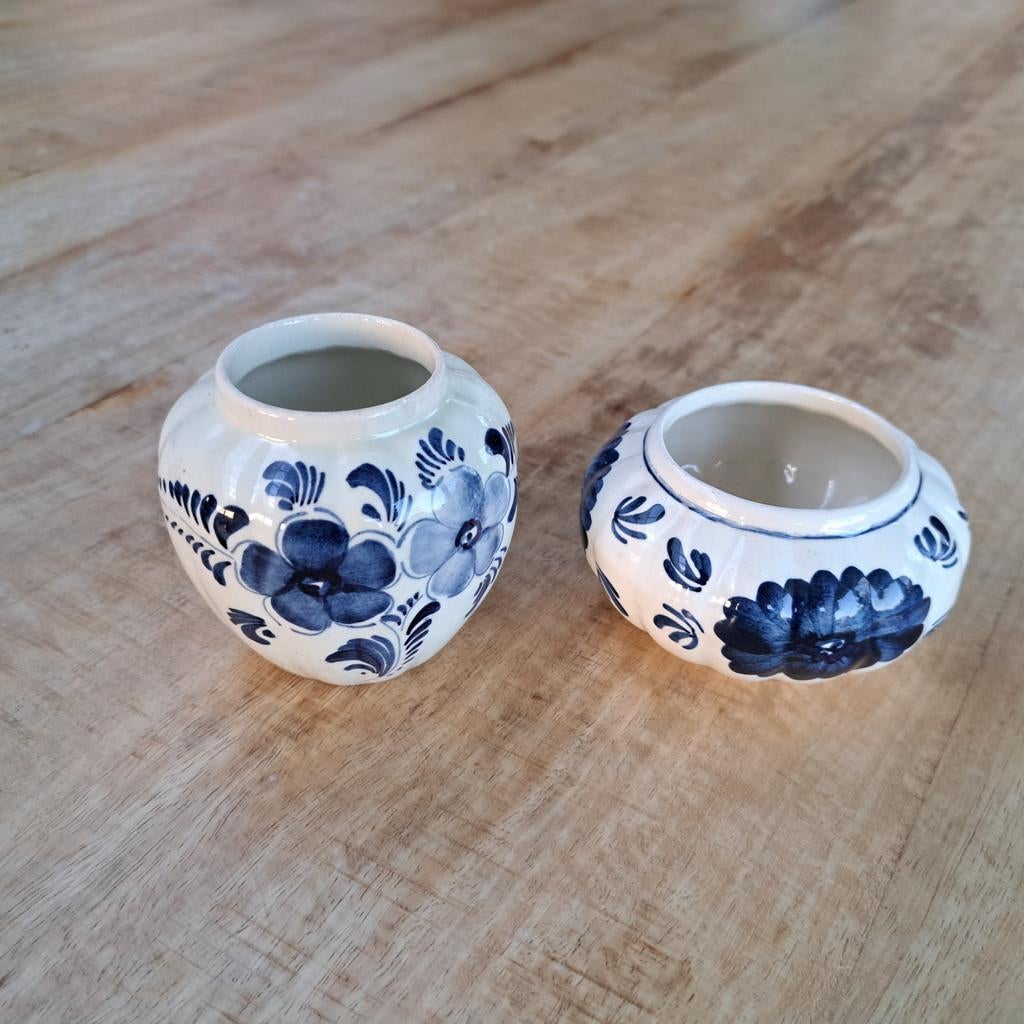2 Delfts blauwe potjes, Ophalen of Verzenden, Zilver, Overige merken
